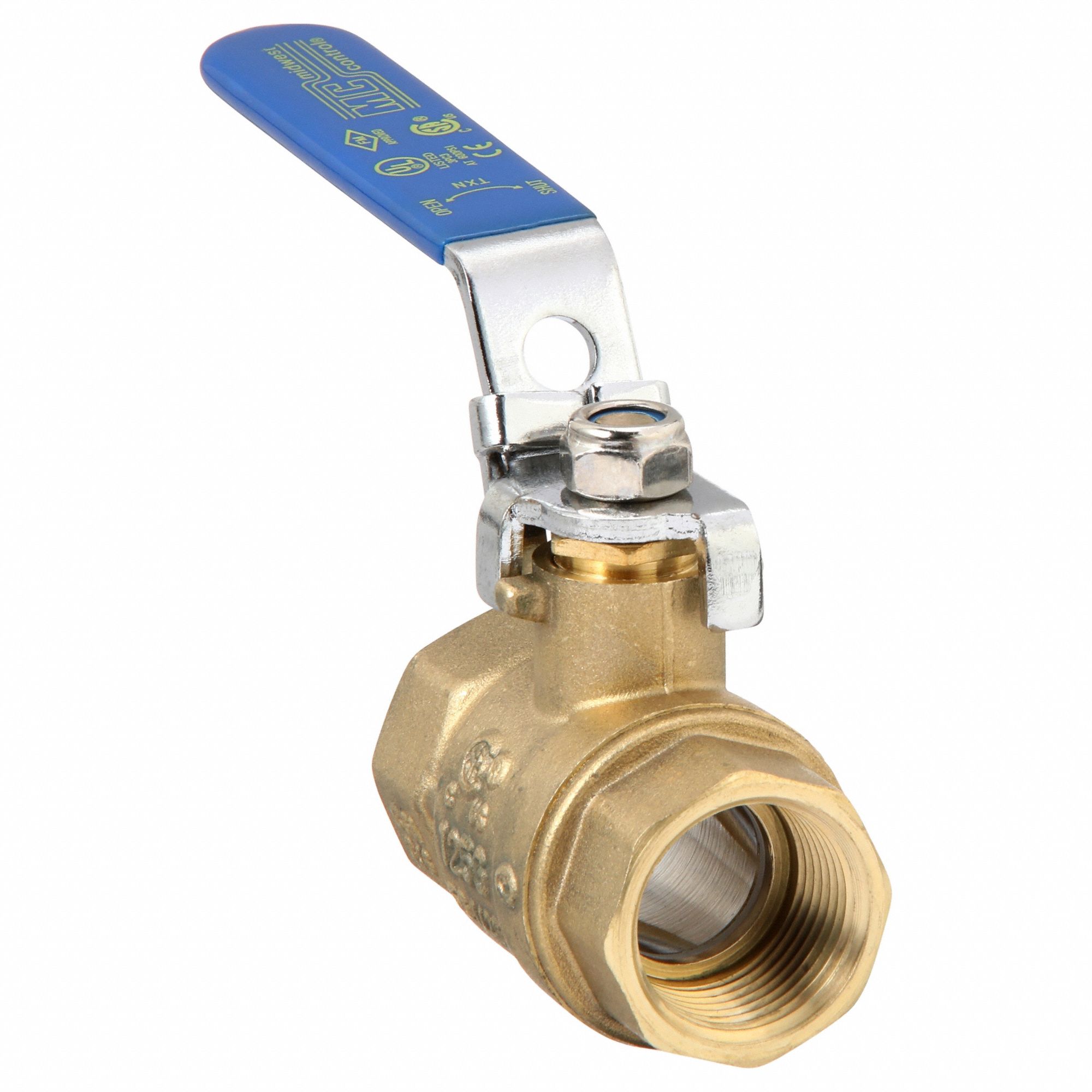Manual Two-Way Ball Valve: 3/4 in, Straight, FNPT x FNPT, Full Port Ball Port, Lever