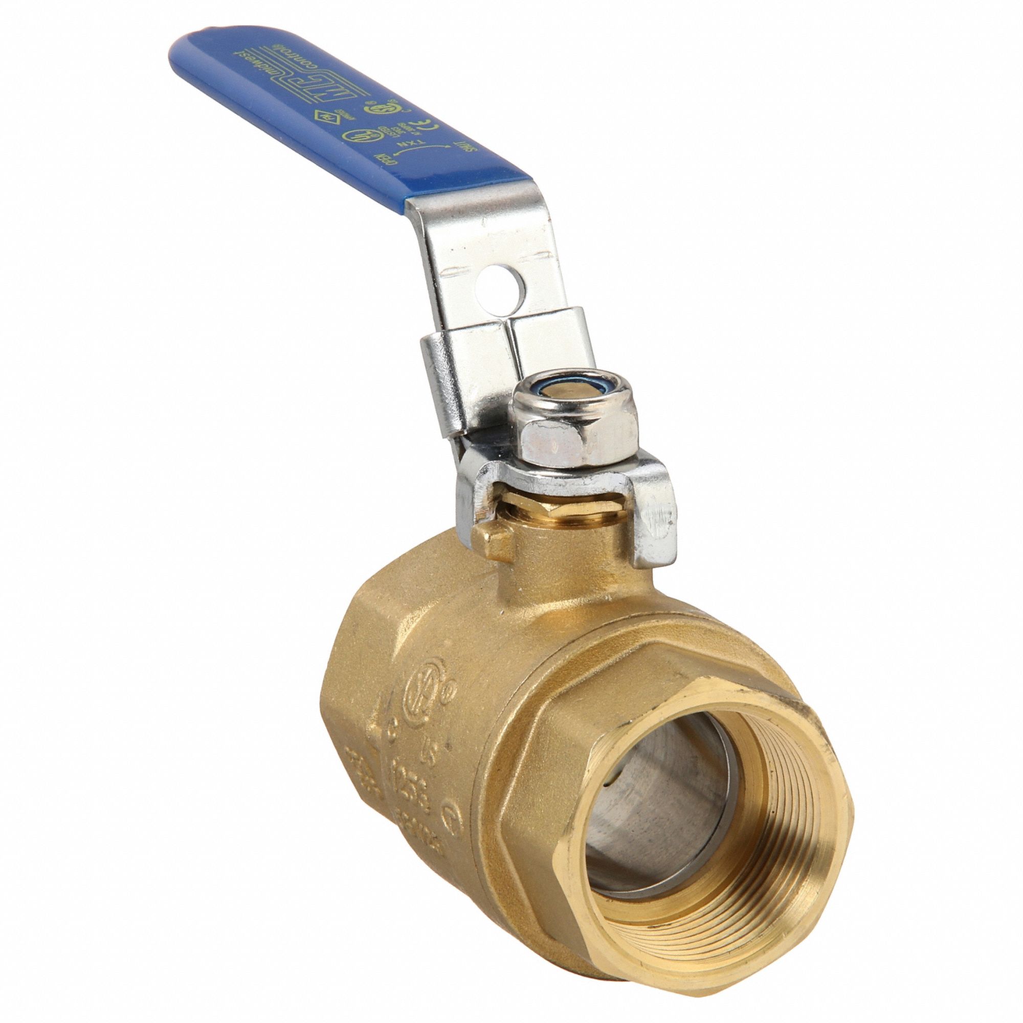 Manual Two-Way Ball Valve: 1 1/4 in, Straight, FNPT x FNPT, Full Port Ball Port