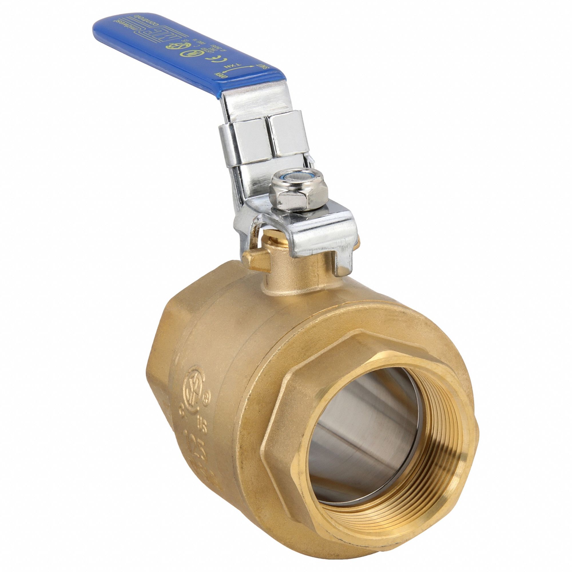 Manual Two-Way Ball Valve: 2 1/2 in, Straight, FNPT x FNPT, Full Port Ball Port