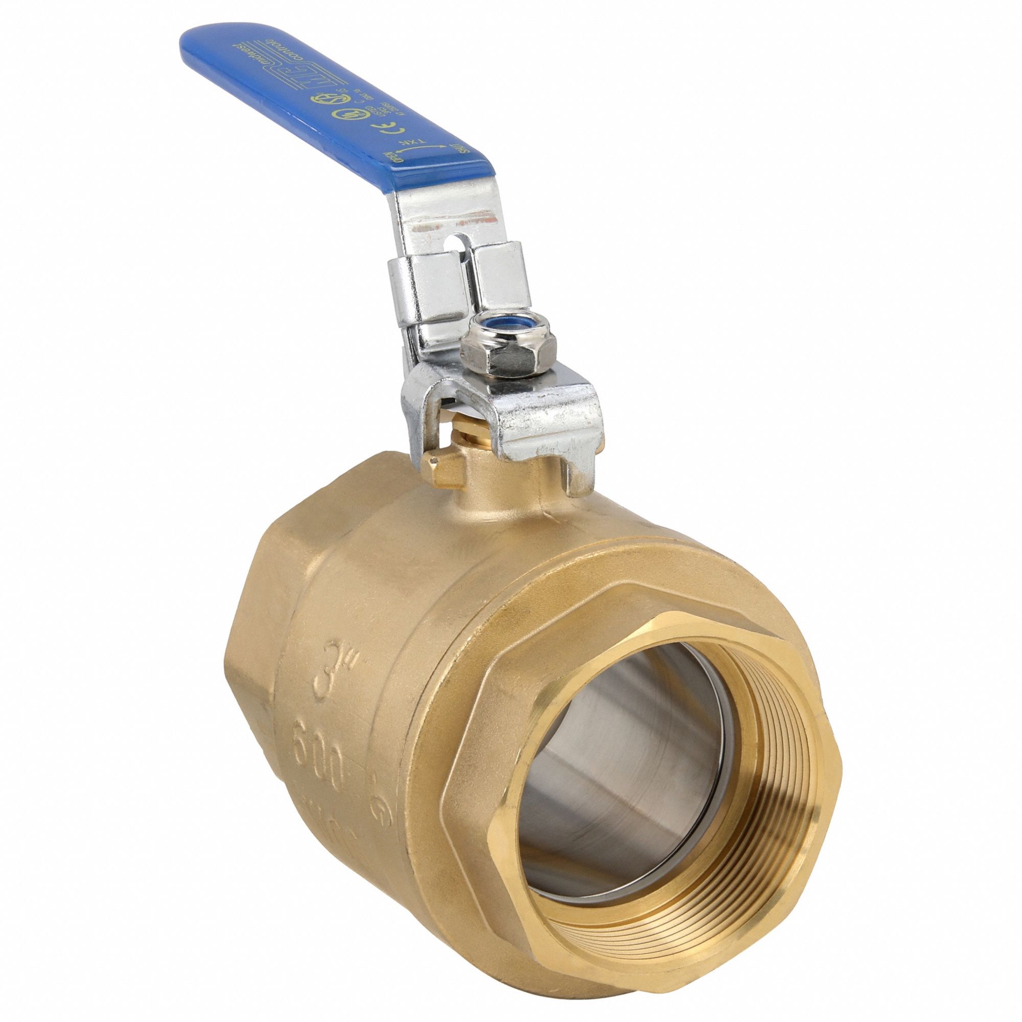 Manual Two-Way Ball Valve: 3 in, Straight, FNPT x FNPT, 600 psi Max. Pressure (CWP)
