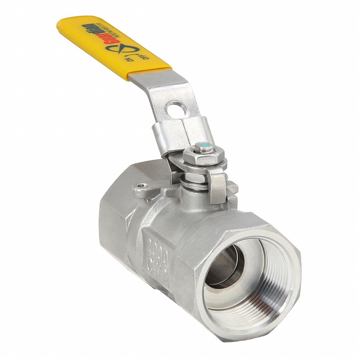Manual Two-Way Ball Valve: 1 1/4 in, 316 Stainless Steel, Straight, FNPT x FNPT