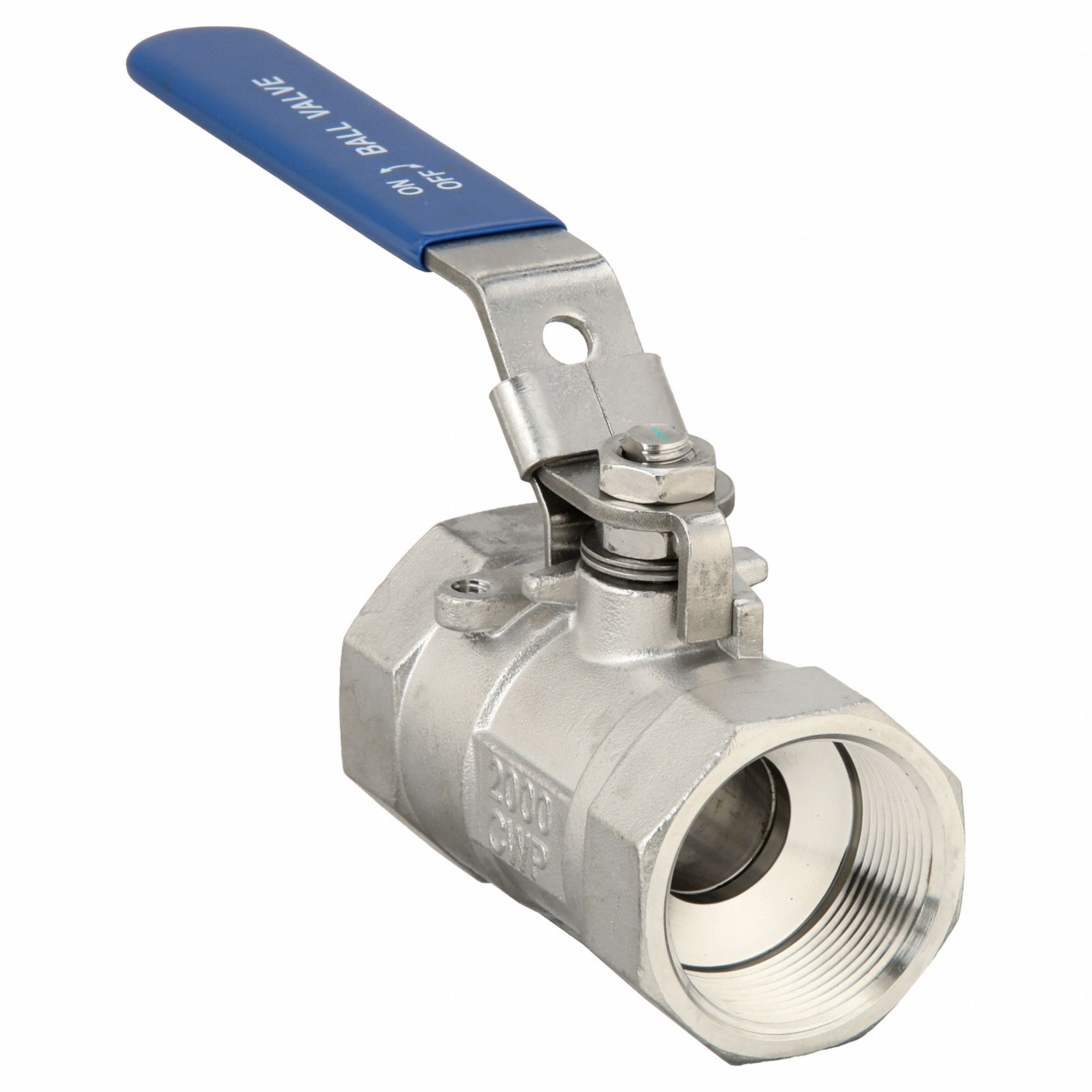 Manual Two-Way Ball Valve: 1 1/2 in, 316 Stainless Steel, Straight, FNPT x FNPT