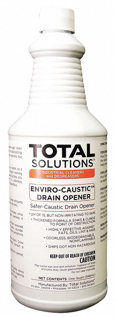 Liquid Drain Opener: Bottle, 32 oz, Liquid, Unscented, 12 PK