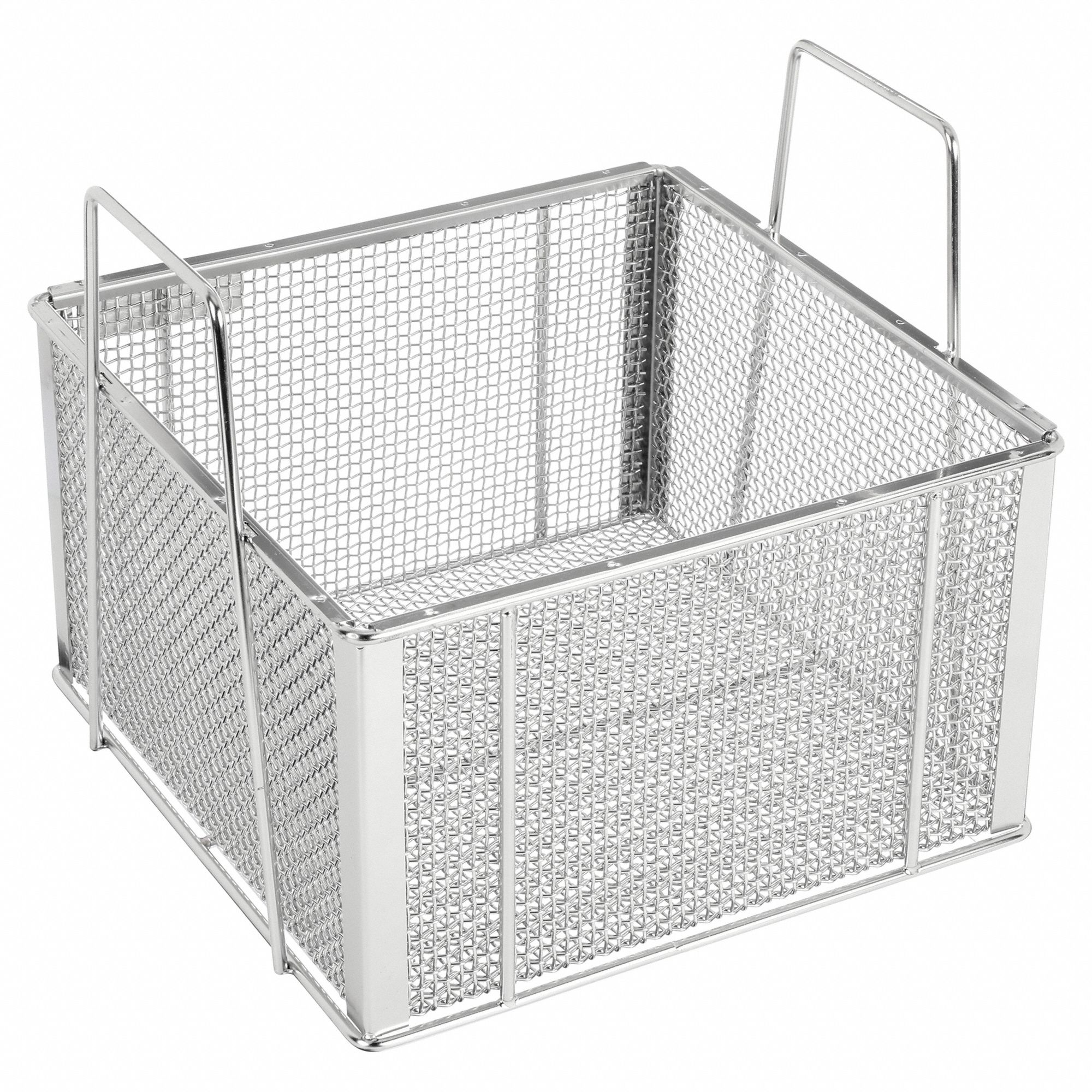 Parts Washer Basket: Rectangular, Stainless Steel, Silver, 8 in Basket Ht