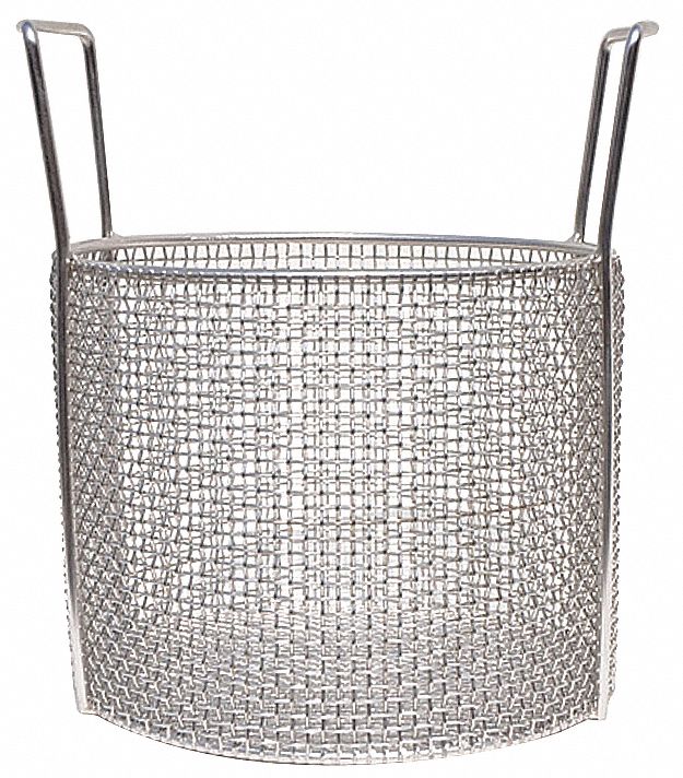 MARLIN STEEL WIRE PRODUCTS Round Mesh Basket w/Handles, Stainless Steel ...