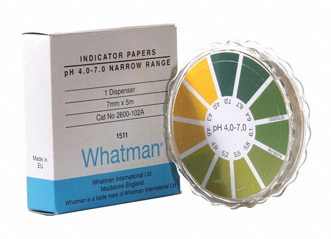pH Indicator Strips: 0.3 pH, 16 3/8 ft Overall Lg, 1/4 in Overall Wd, 0 Tests, pH