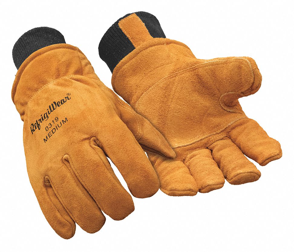REFRIGIWEAR 0317RGLDMED Leather Gloves,Gold,M,PR