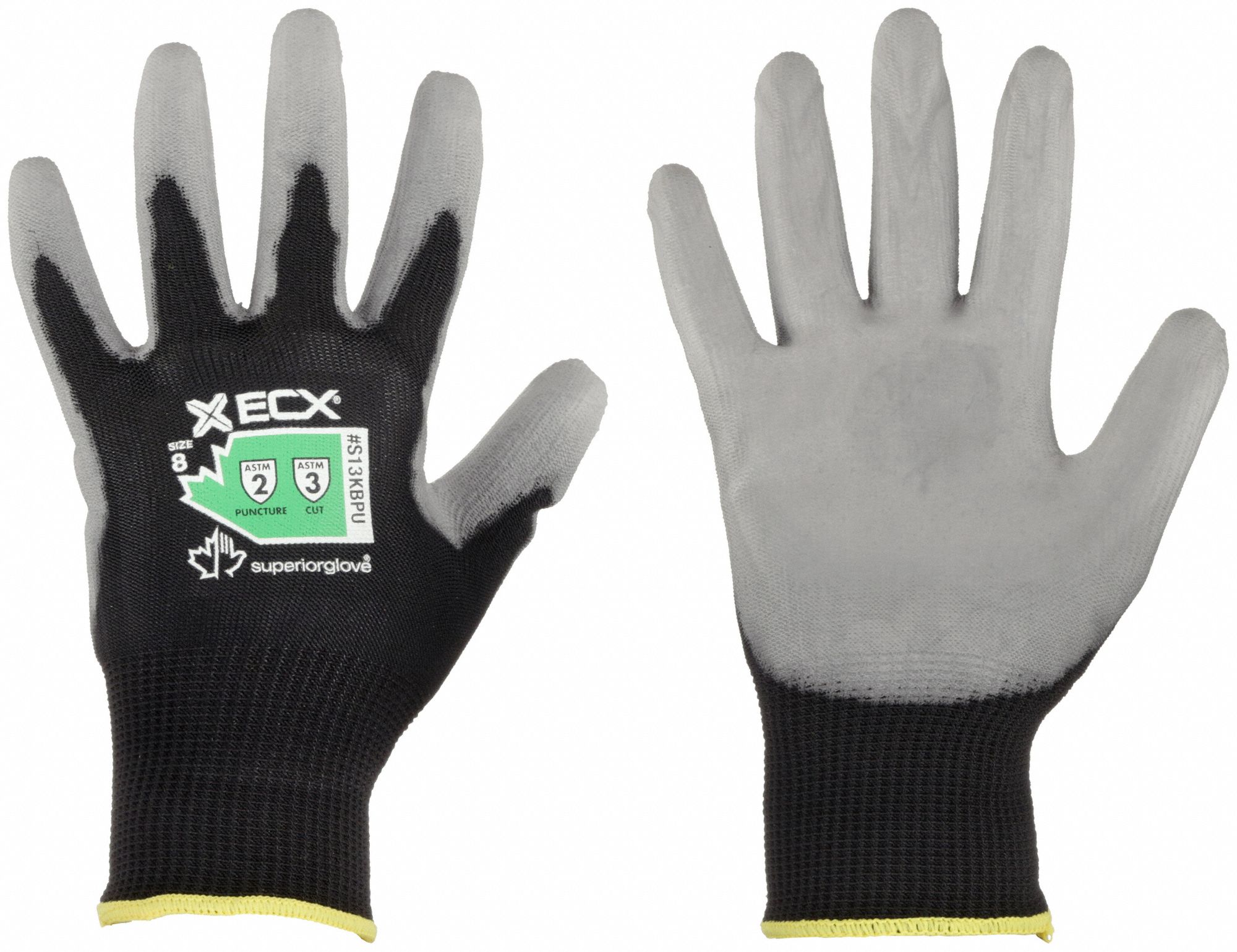 CUT-RESISTANT GLVS,PUR/NYLON,SS,8,BLK,PR