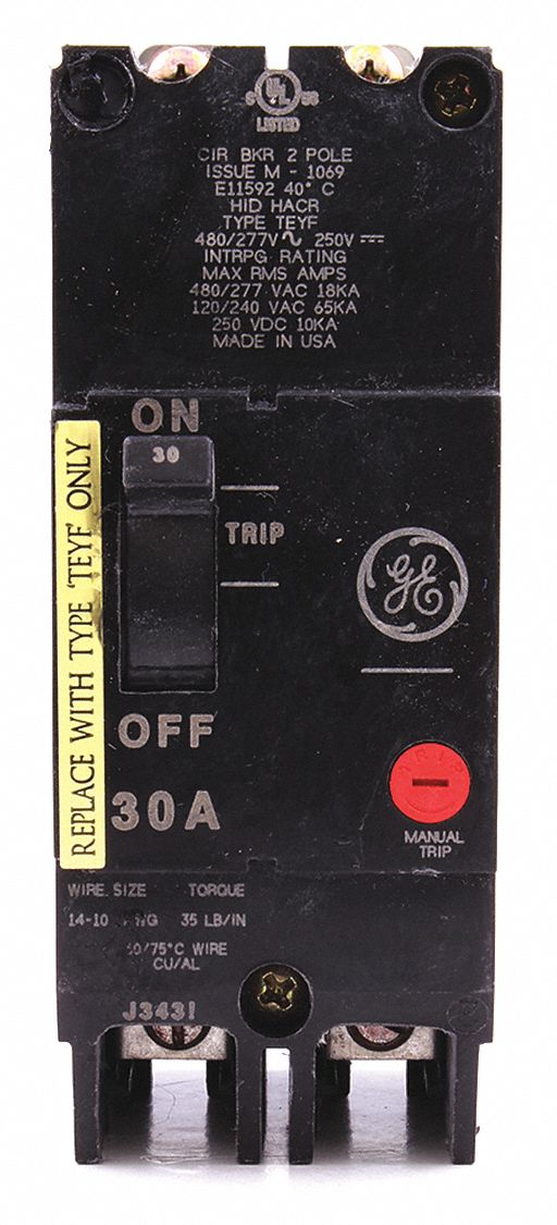 GE, 30 A Amps, 18kA at 277/480V AC, Molded Case Circuit Breaker