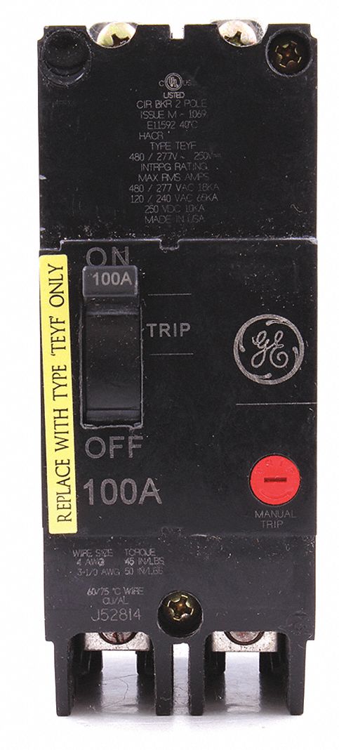 Molded Case Circuit Breaker: 100 A Amps, 18kA at 277/480V AC, Fixed, Lug, ABC, Std