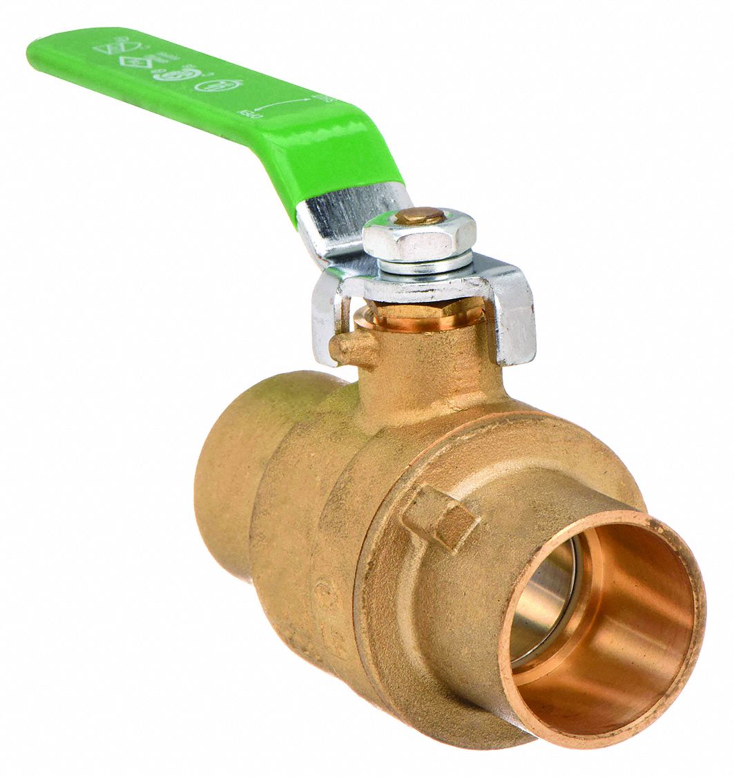 MANUAL TWO-WAY BALL VALVE: 2 IN, BRASS, STRAIGHT, SWEAT X SWEAT, FULL PORT BALL PORT