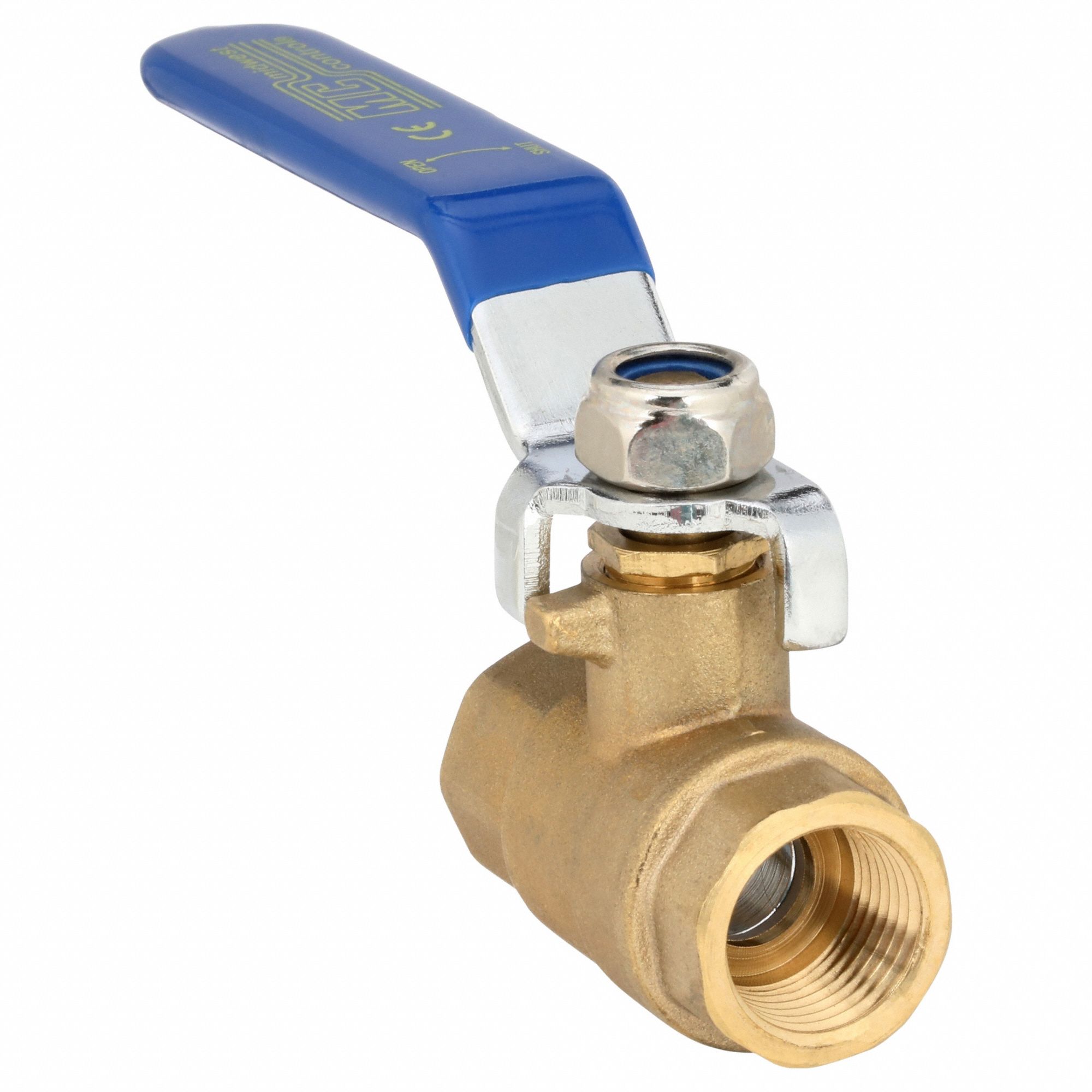 Manual Two-Way Ball Valve: 3/8 in, Straight, FNPT x FNPT, Full Port Ball Port, Lever
