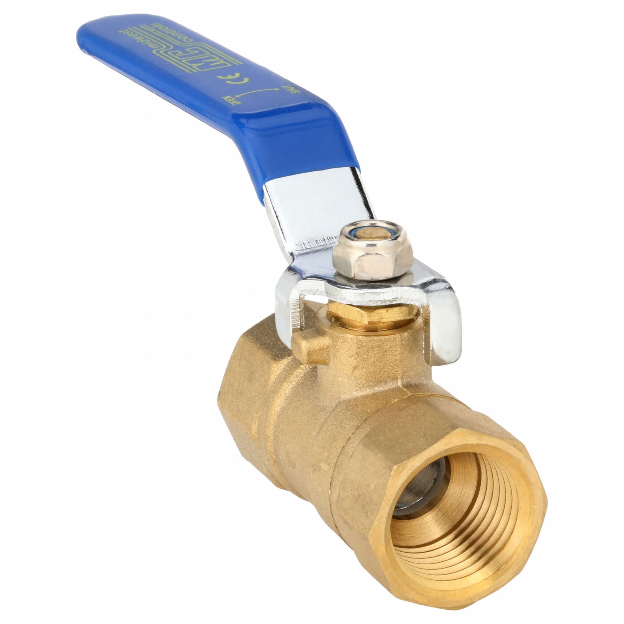Manual Two-Way Ball Valve: 1/2 in, Straight, FNPT x FNPT, Full Port Ball Port, Lever