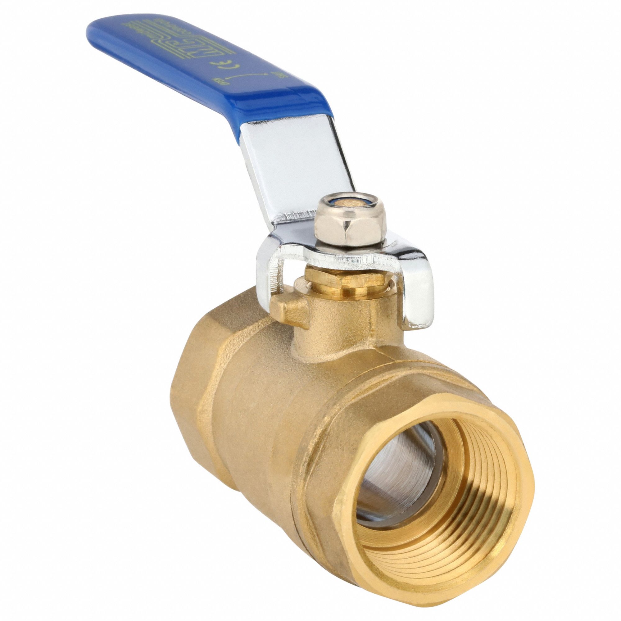 Manual Two-Way Ball Valve: 3/4 in, Straight, FNPT x FNPT, Full Port Ball Port, Lever