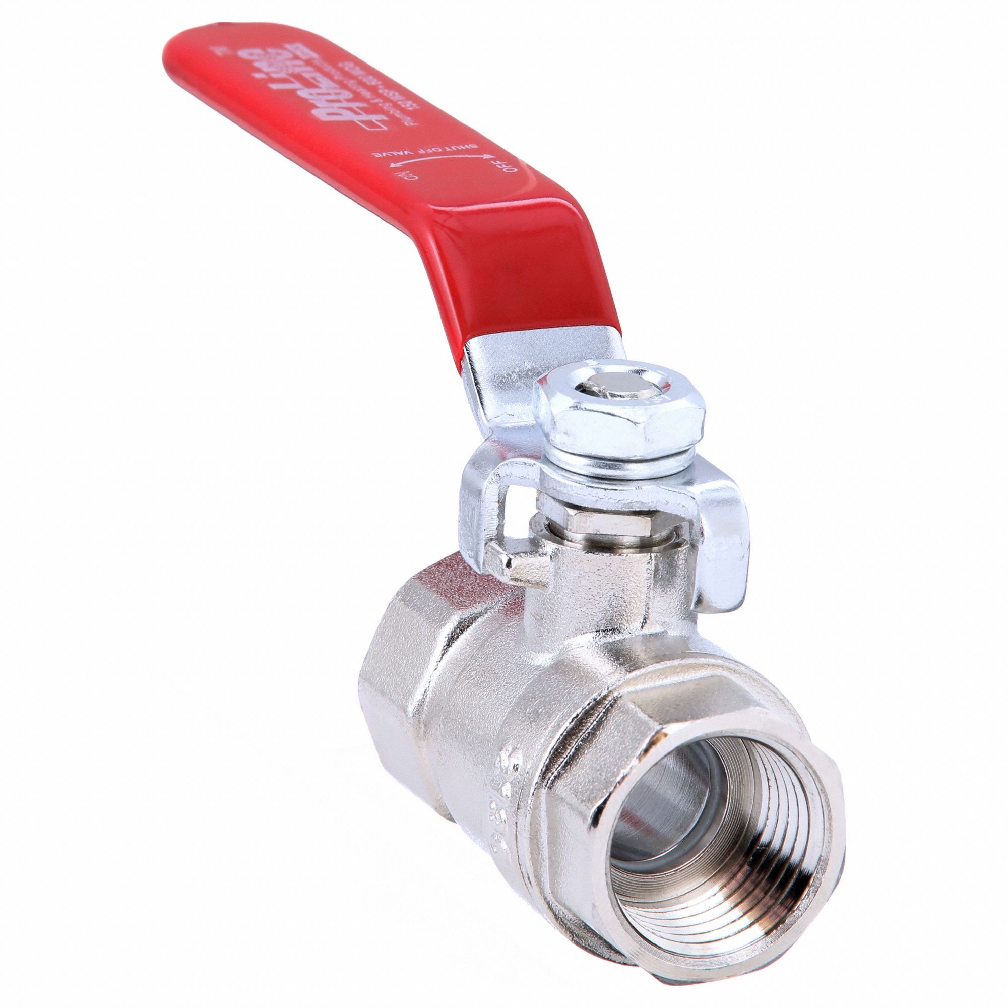 Manual Two-Way Ball Valve: 1/2 in, Nickel-Plated Brass, Straight, FIP x FIP, Lever