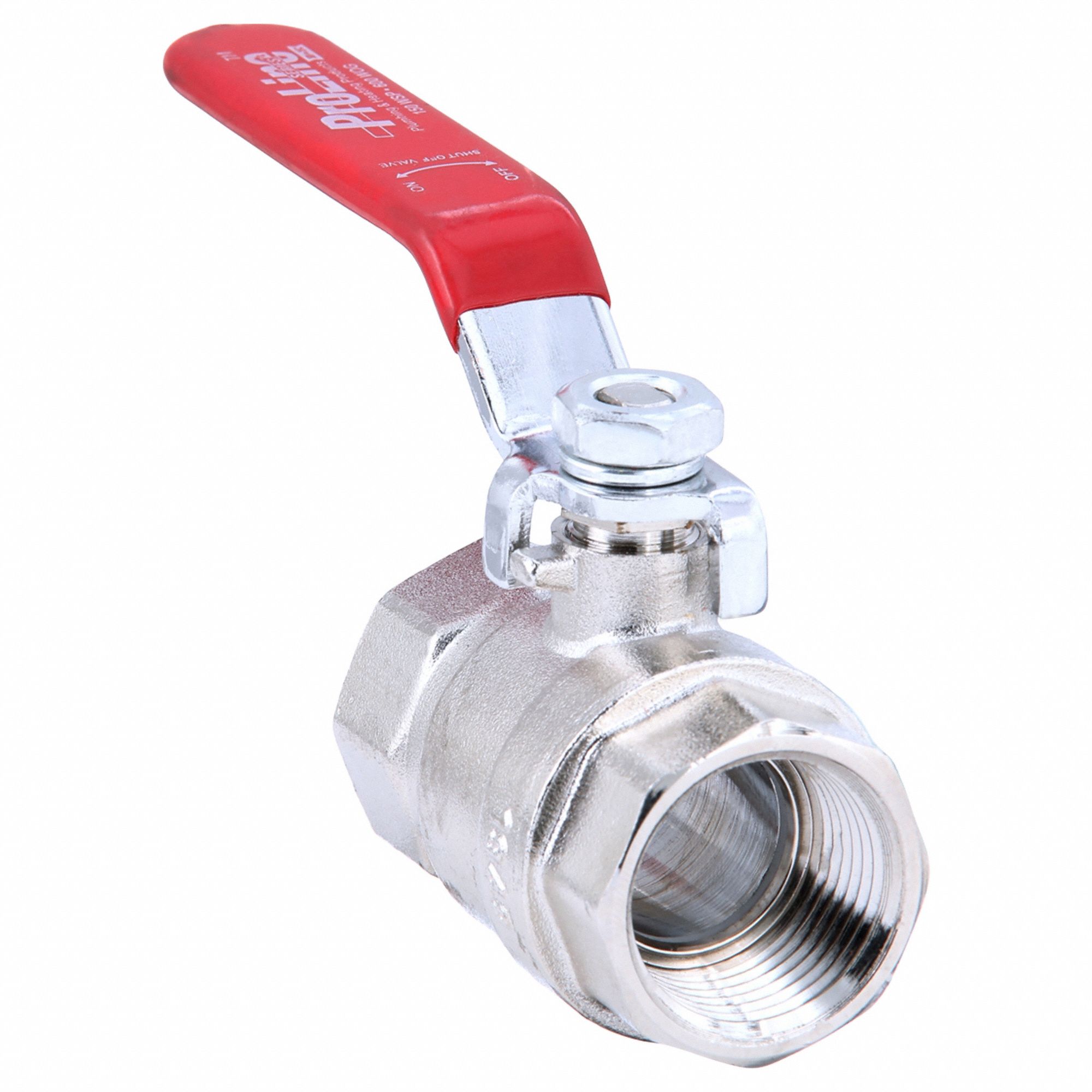 Manual Two-Way Ball Valve: 3/4 in, Nickel-Plated Brass, Straight, FIP x FIP, Lever