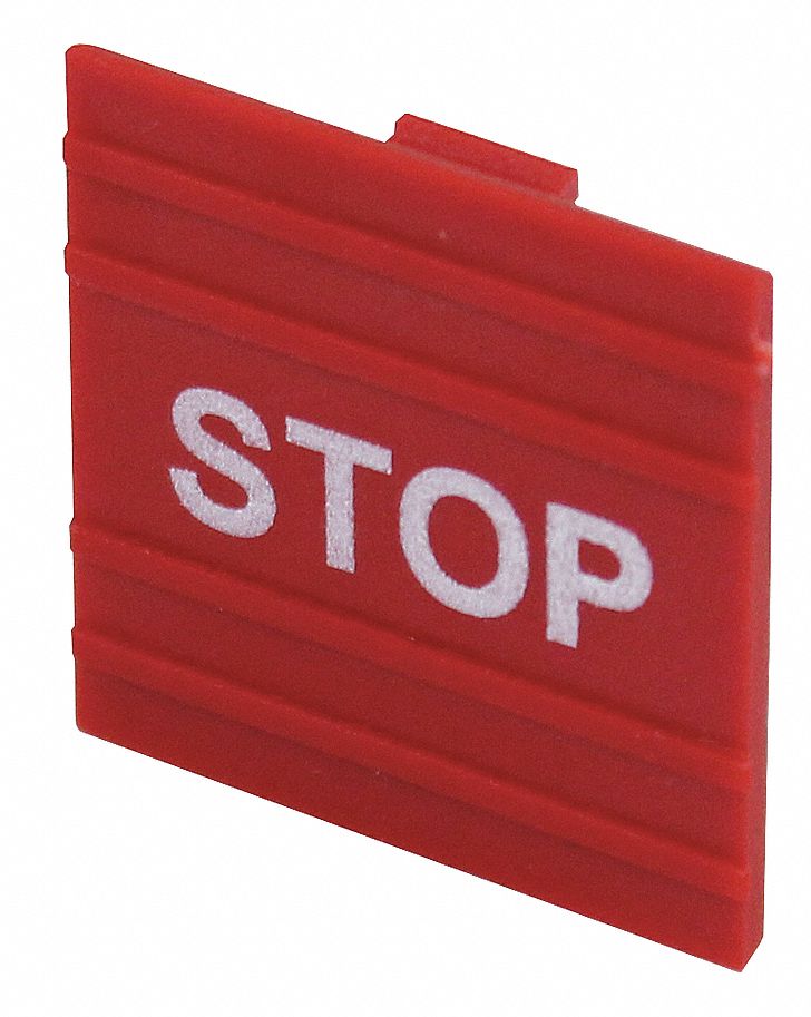 Legend Plate,  Stop,  Red/White,  Square