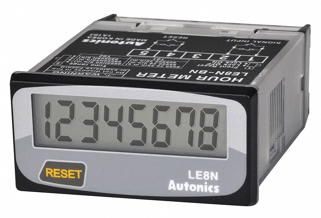 AUTONICS Hour Meter, LCD, Hours/Minutes, Hours/Minutes/Seconds Display