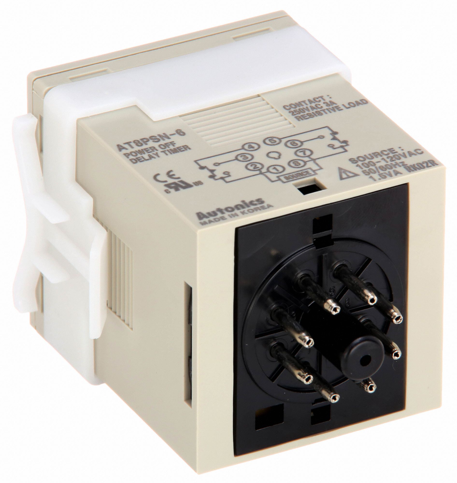 AUTONICS Single Function Timing Relay, 100 to 120V AC, 3A 250V, 8 Pins, DPDT 32J144AT8PSN6