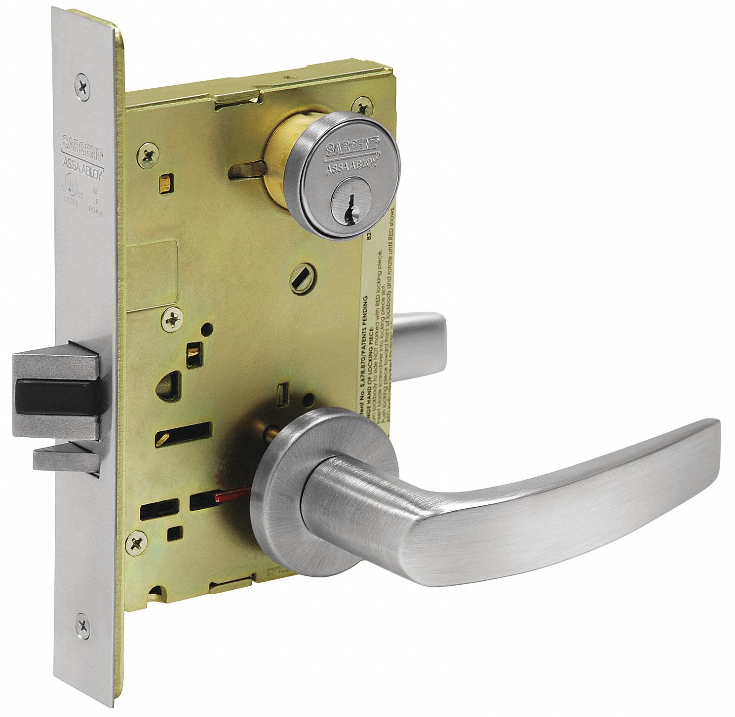 Heavy Duty Mortise Lockset: 1, 8200 Curved, Satin Chrome, Sargent LA,  Different, Mechanical