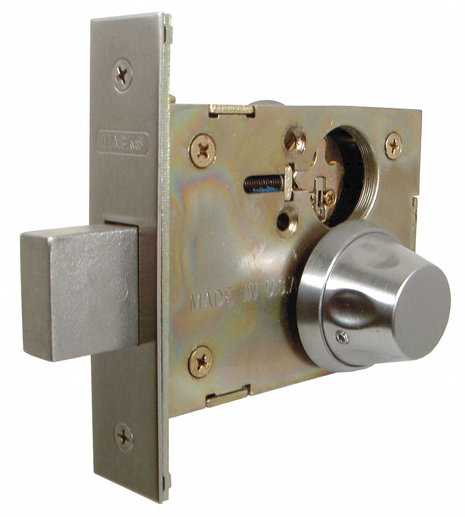 Deadbolt Lock: Mortise, 1 3/4 in Door Thick - Max, Ligature-Resistant, Stainless Steel