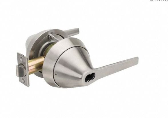Door Lockset: Office Lever Locksets, Stainless Steel, ADA Compliant, Ligature-Resistant