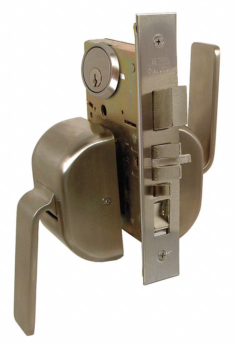 Door Lockset: Classroom Security Paddle Locksets, Stainless Steel, ADA Compliant