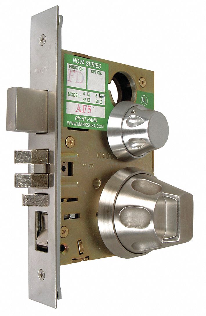 Door Lockset: Office Knob Locksets, Stainless Steel, Ligature-Resistant