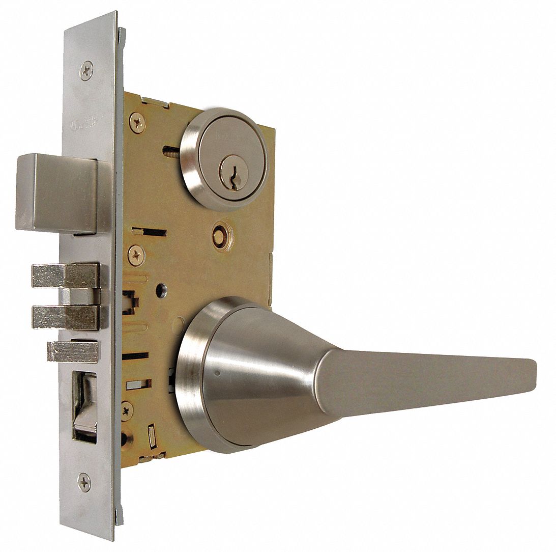 Door Lockset: Office Lever Locksets, Stainless Steel, ADA Compliant, Ligature-Resistant