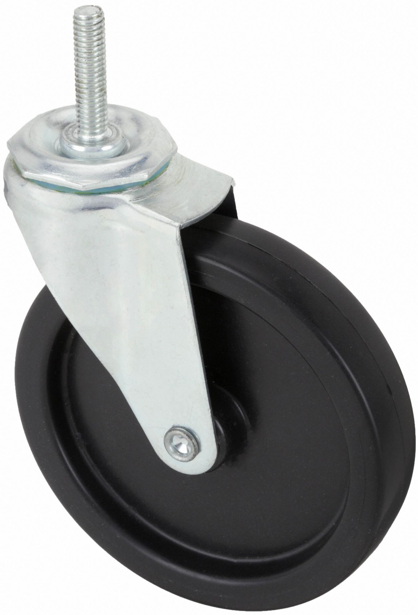 Stem Caster: Swivel, 5 in Wheel Dia., 1 in Wheel Wd, Polyolefin, 1 1/2 in Stem Lg