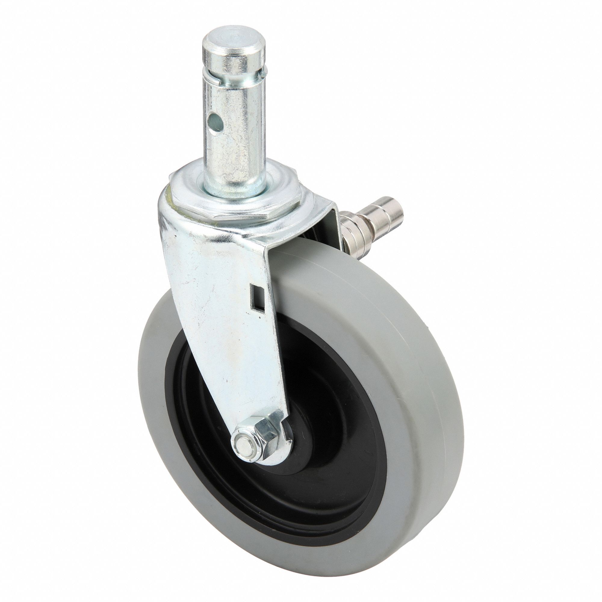 Stem Caster: Swivel, No Brake, 5 in Wheel Dia., 1 1/4 in Wheel Wd, Polyurethane, Std