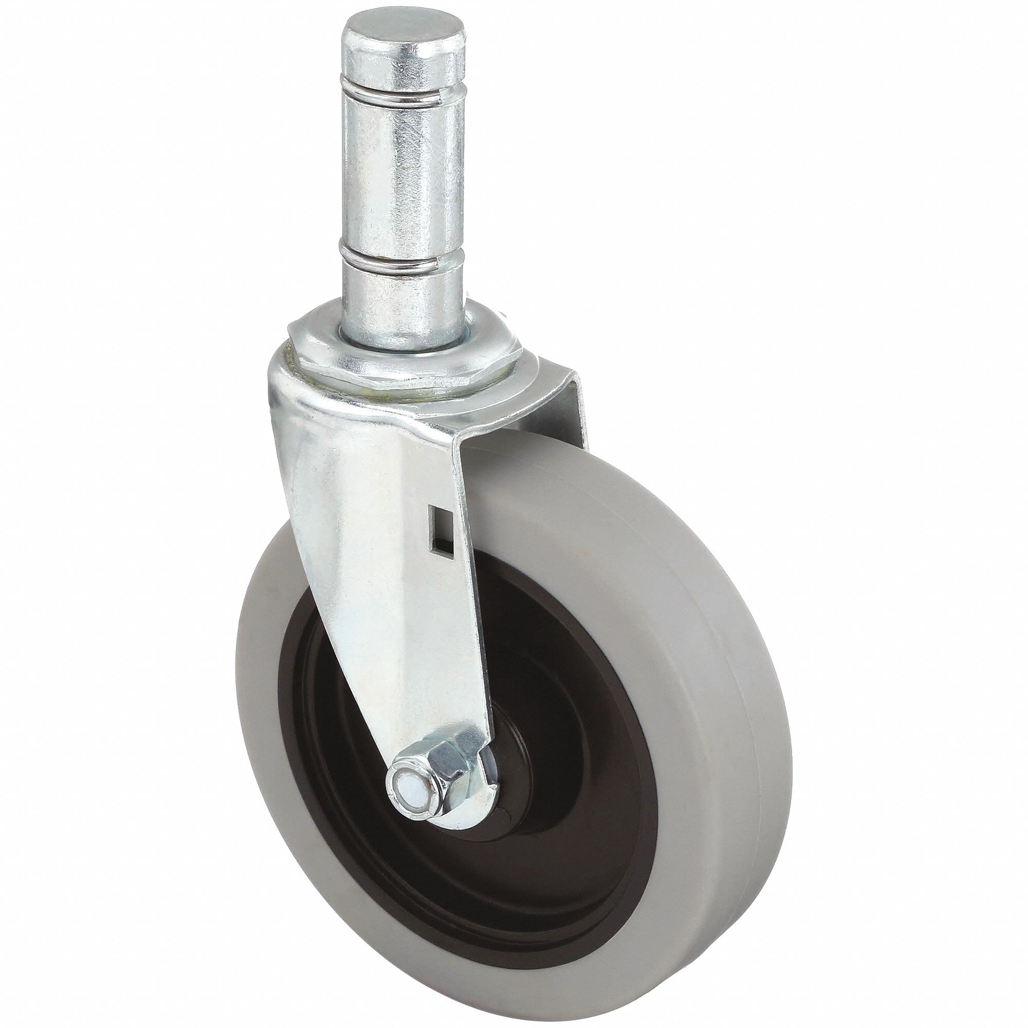 NSF-LISTED SANITARY FRICTION-RING STEM CASTER, 5 IN WHEEL DIA, 250 LB, POLYURETHANE