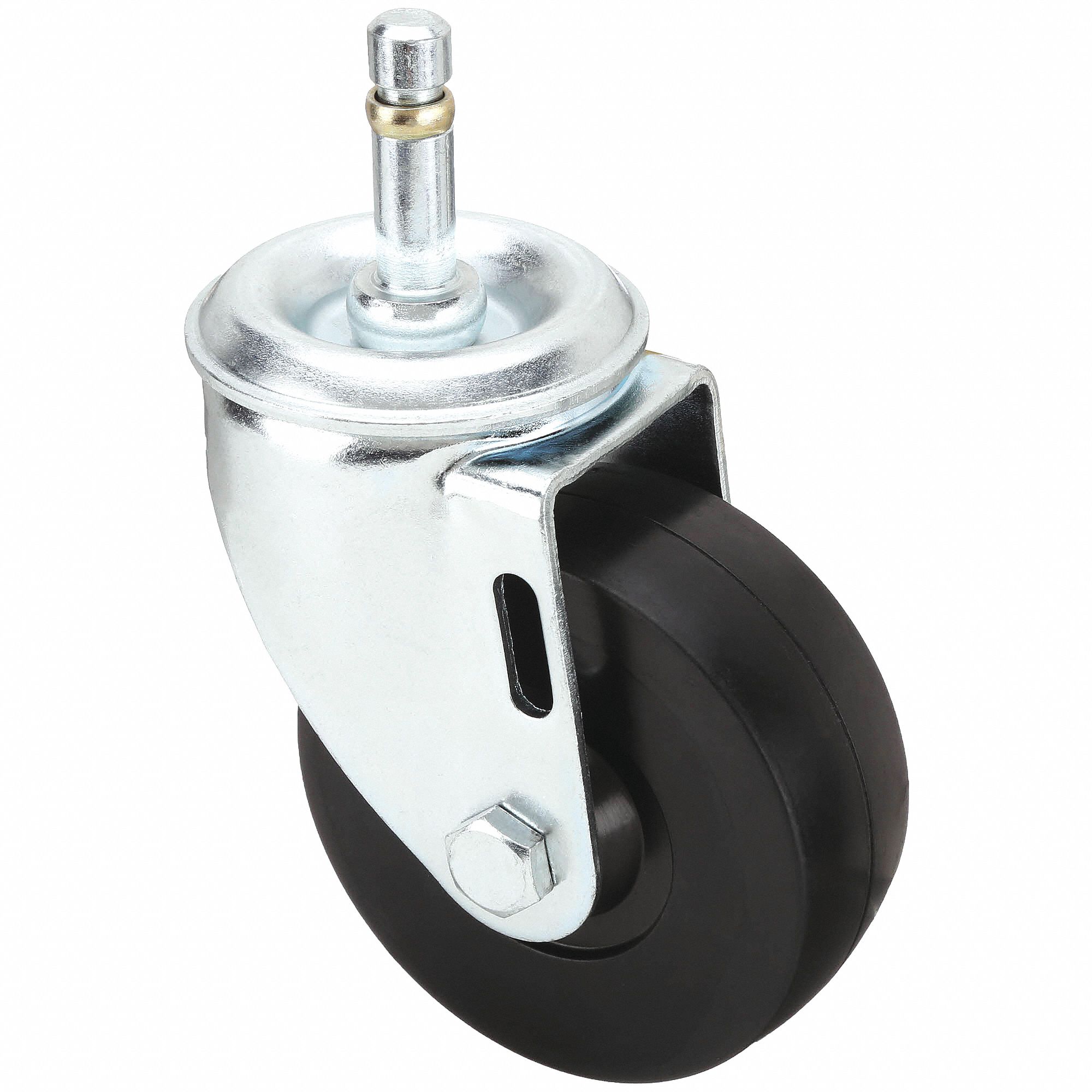NSF-LISTED SANITARY FRICTION-RING STEM CASTER, 3½ IN WHEEL DIAMETER, 150 LB, RUBBER