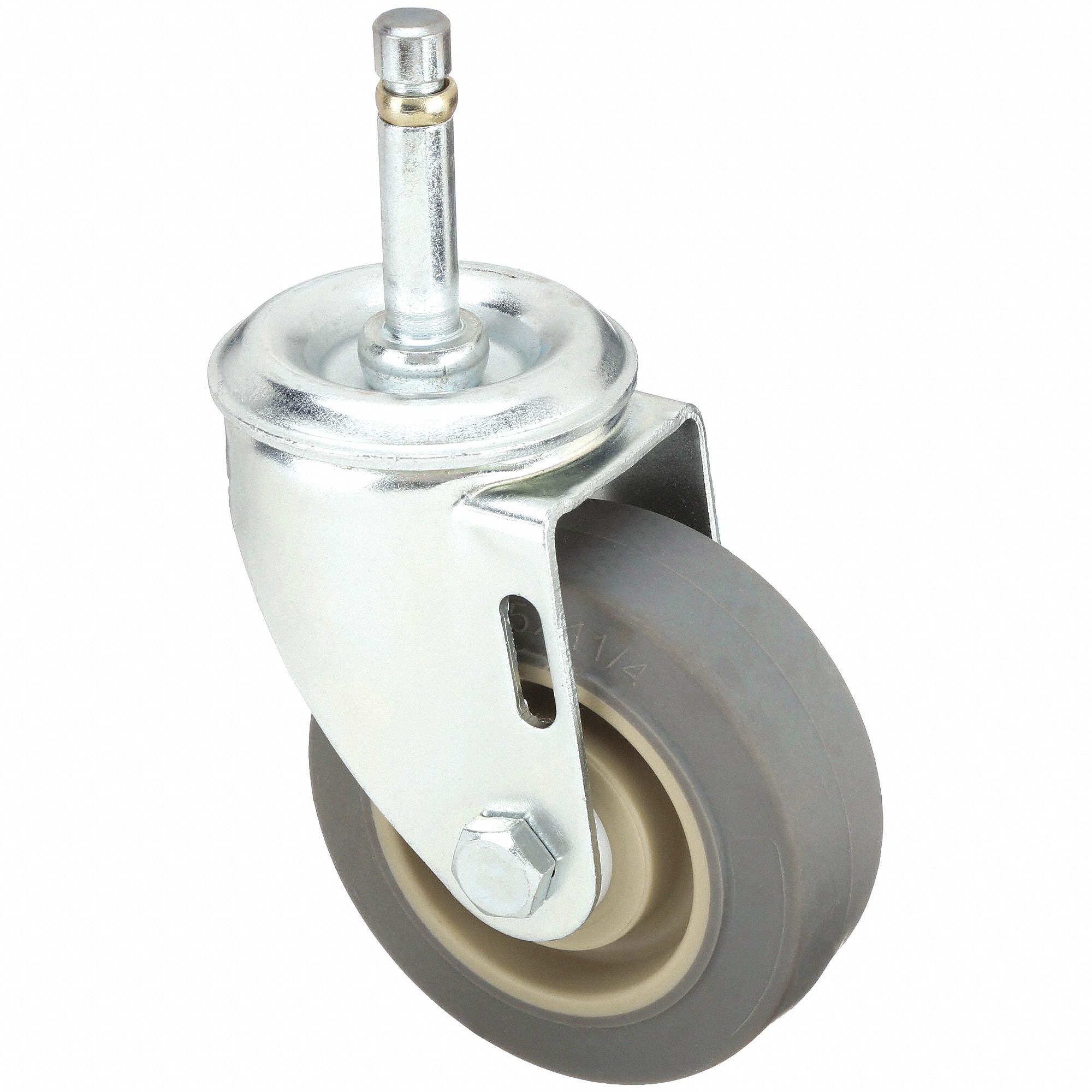 NSF-LISTED SANITARY FRICTION-RING STEM CASTER, 3½ IN WHEEL DIAMETER, 250 LB, DELRIN