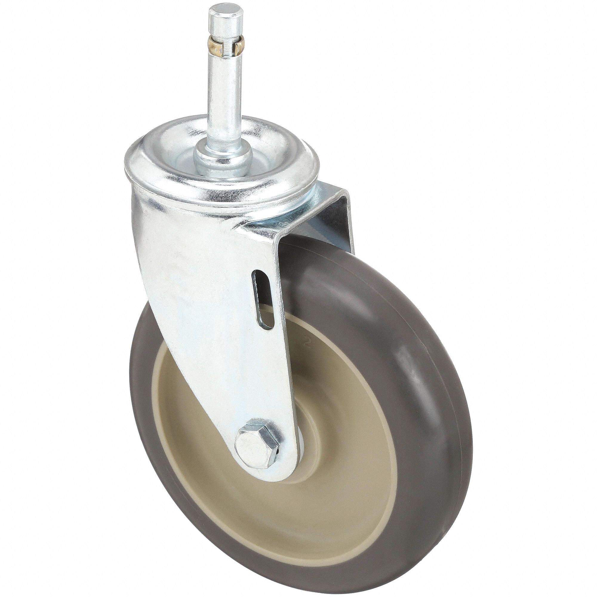 NSF-LISTED SANITARY FRICTION-RING STEM CASTER, 5 IN WHEEL DIA, 300 LB, POLYURETHANE