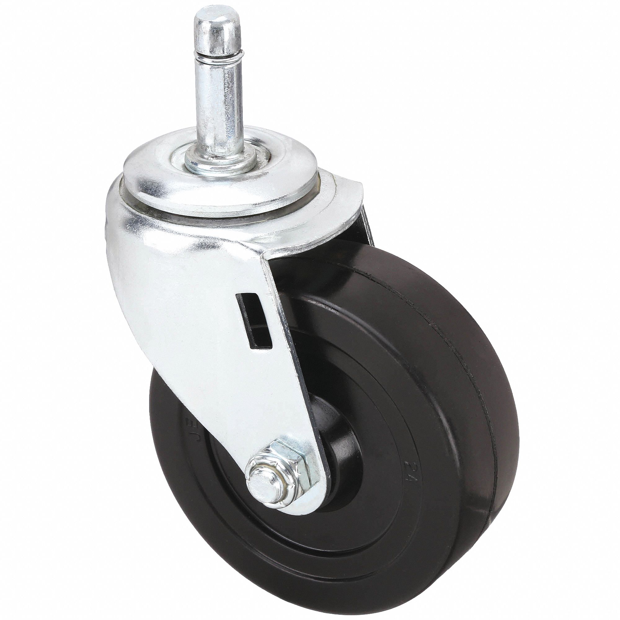 NSF-LISTED SANITARY FRICTION-RING STEM CASTER, 3½ IN WHEEL DIAMETER, 150 LB, RUBBER