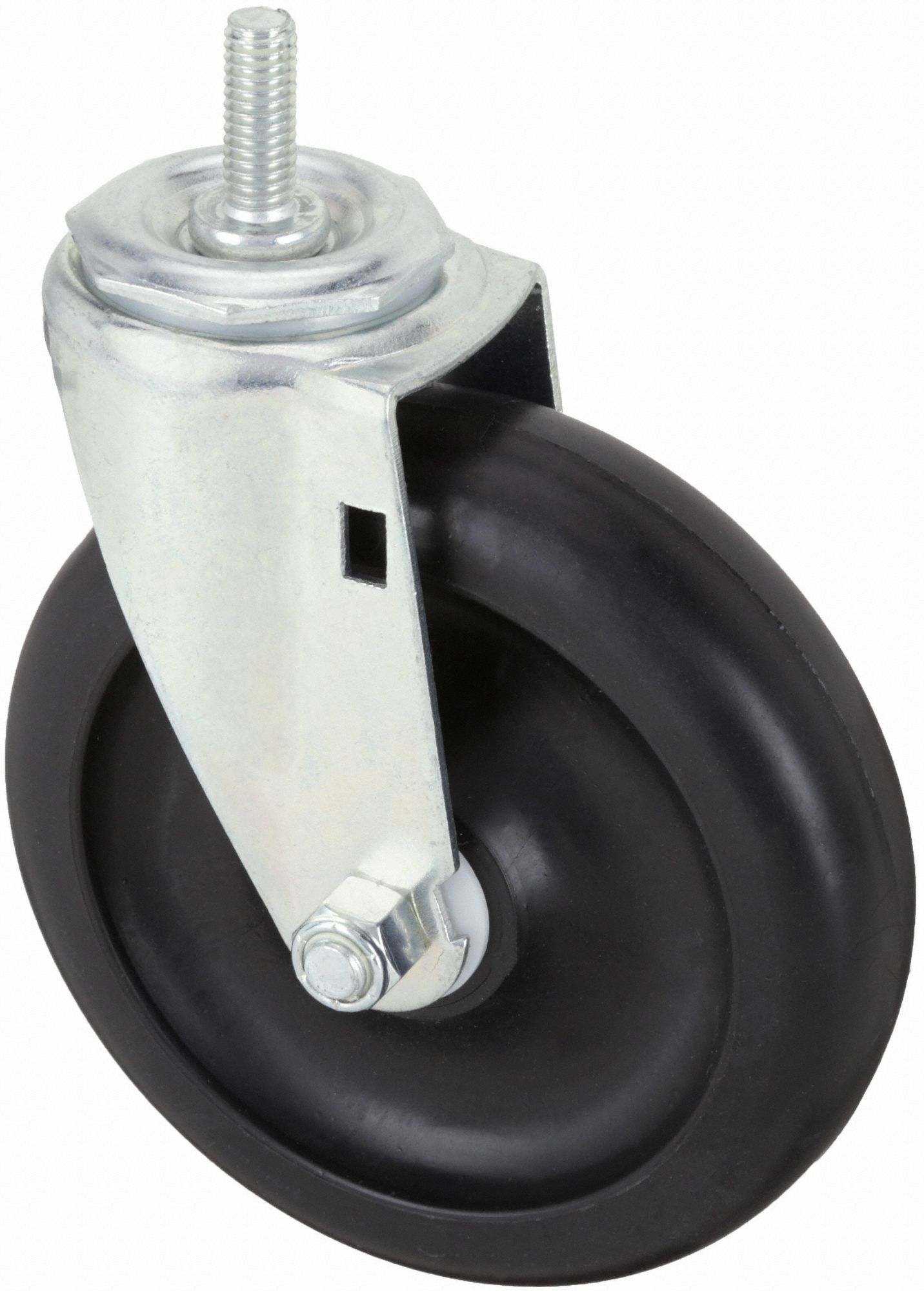 Stem Caster: Swivel, 5 in Wheel Dia., 1 1/4 in Wheel Wd, Polyolefin, 1 in Stem Lg