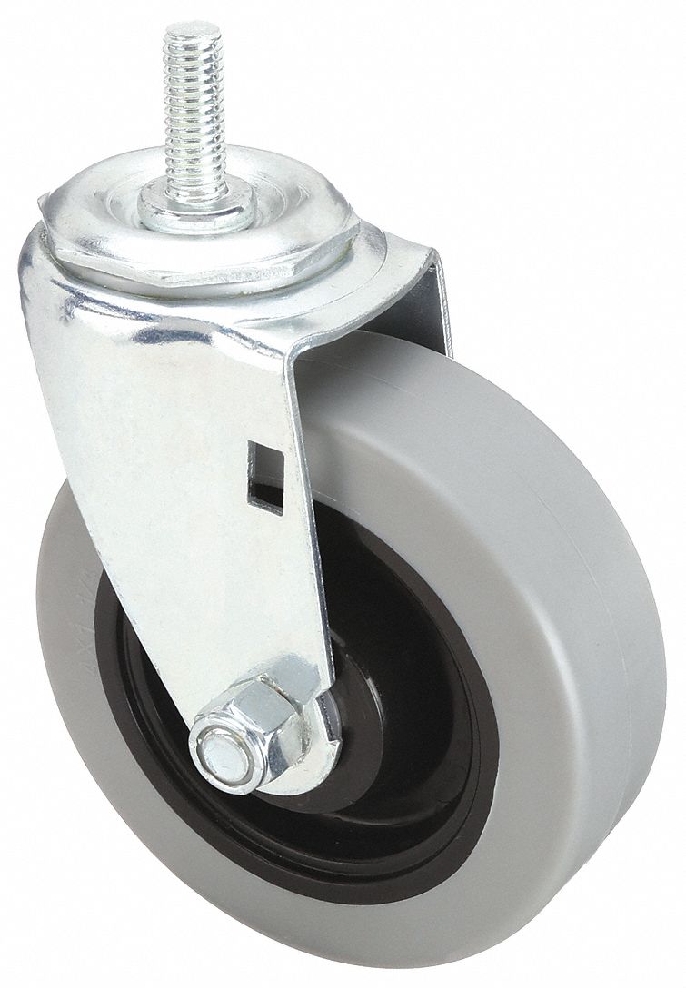 Stem Caster: Swivel, 4 in Wheel Dia., 1 1/4 in Wheel Wd, Polyurethane, 1 in Stem Lg