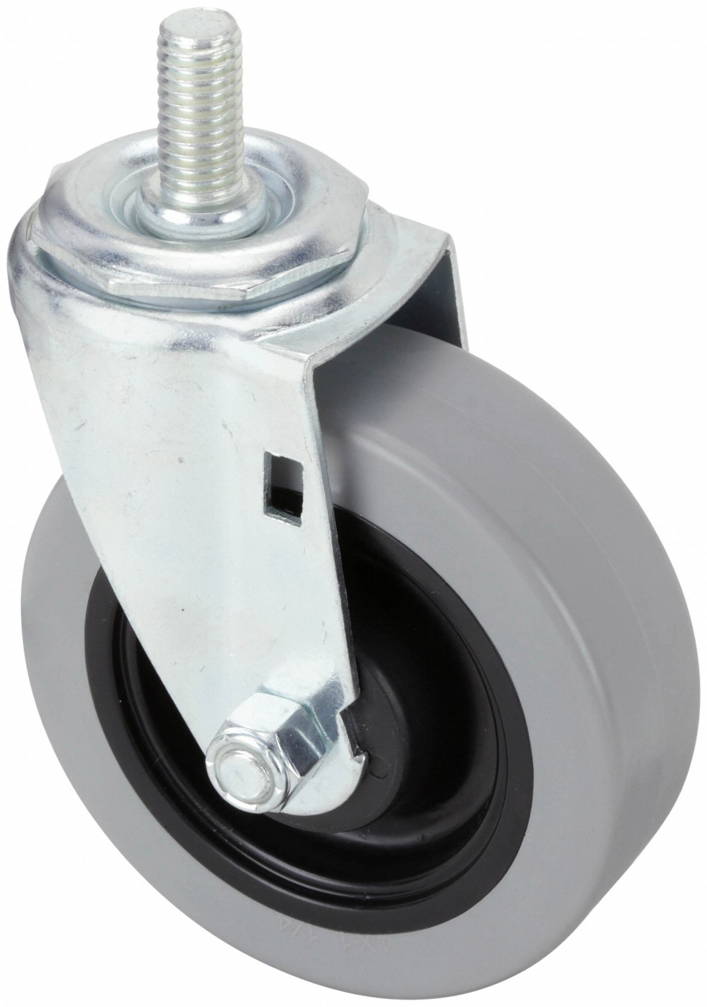 Stem Caster: Swivel, 4 in Wheel Dia., 1 1/4 in Wheel Wd, Polyurethane, 1 in Stem Lg