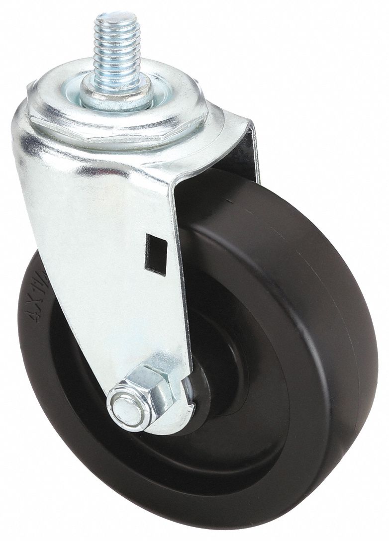 Stem Caster: Swivel, 4 in Wheel Dia., 1 1/4 in Wheel Wd, Polyolefin, 3/4 in Stem Lg