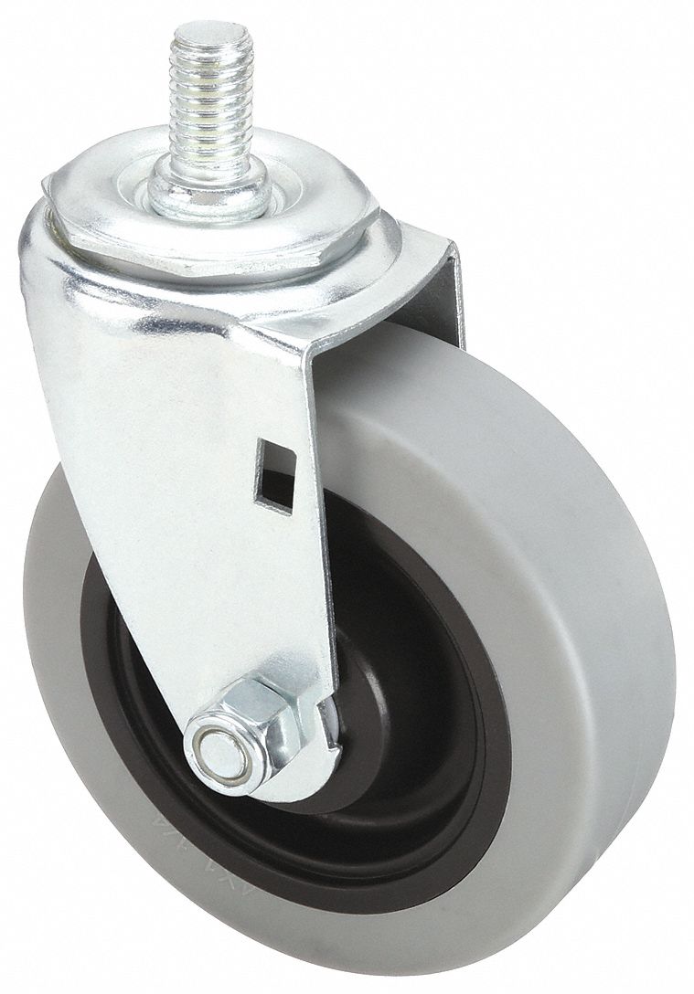 Stem Caster: Swivel, 4 in Wheel Dia., 1 1/4 in Wheel Wd, Polyurethane, Light Duty