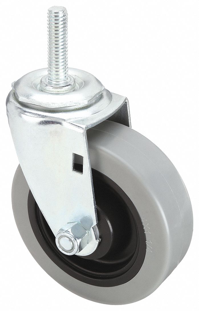 Stem Caster: Swivel, 4 in Wheel Dia., 1 1/4 in Wheel Wd, Polyurethane, Light Duty