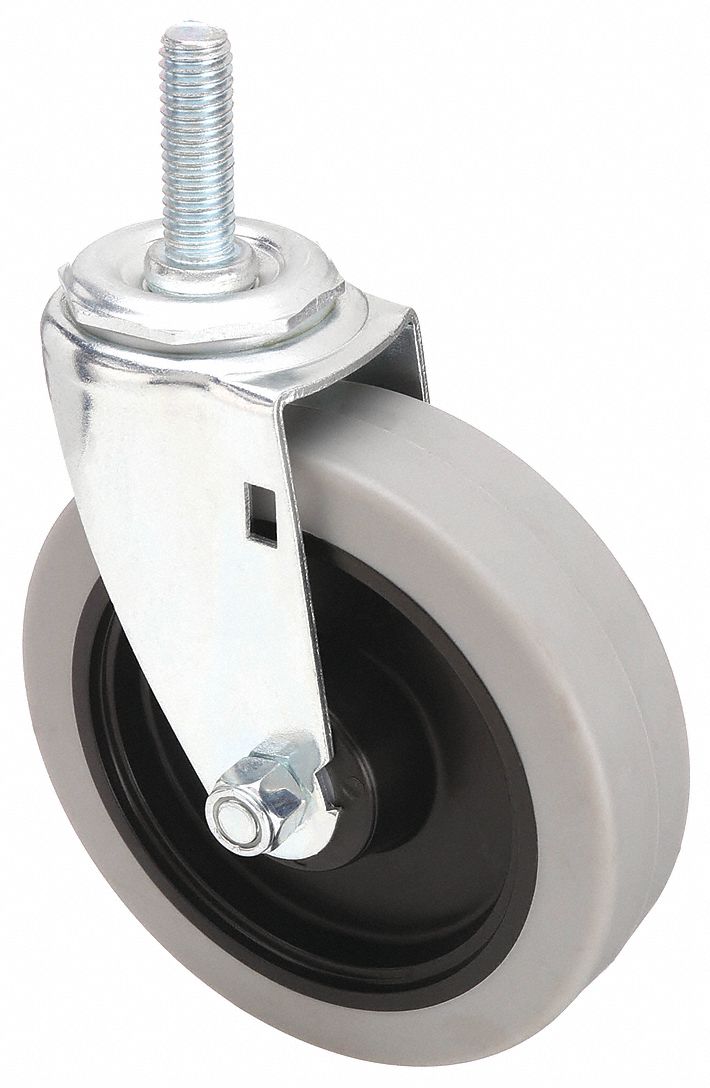 Stem Caster: Swivel, 5 in Wheel Dia., 1 1/4 in Wheel Wd, Polyurethane, Light Duty