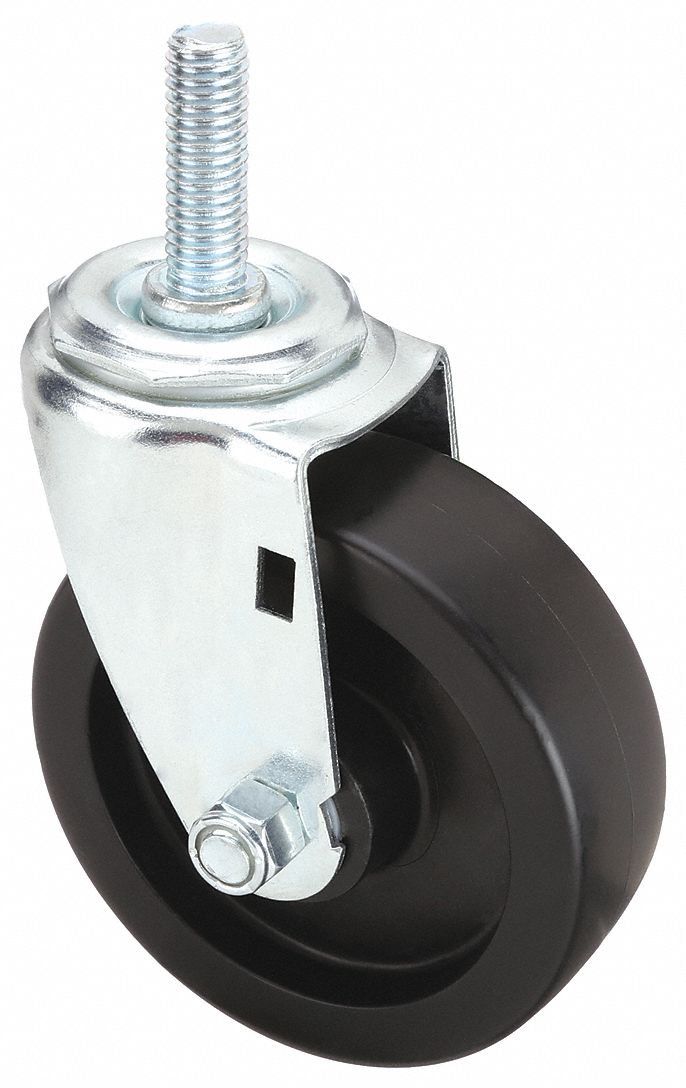 Stem Caster: Swivel, 4 in Wheel Dia., 1 in Wheel Wd, Polyolefin, 1 1/2 in Stem Lg