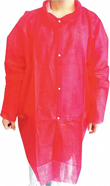 DISPOSABLE LAB COAT,RED,SIZE L,PK30