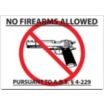 No Firearms Allowed, Pursuant To A.R.S. 4-229 Signs