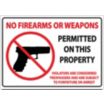 No Firearms Or Weapons Permitted On This Property, Violators Are Considered Trespassers And Are Subject To Forfeiture Or Arrest Signs