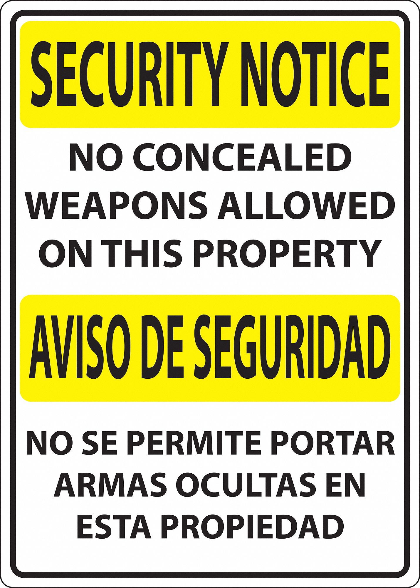 Concealed Carry Sign: Plastic, Adhesive Sign Mounting, 14 in x 10 in Nominal Sign Size