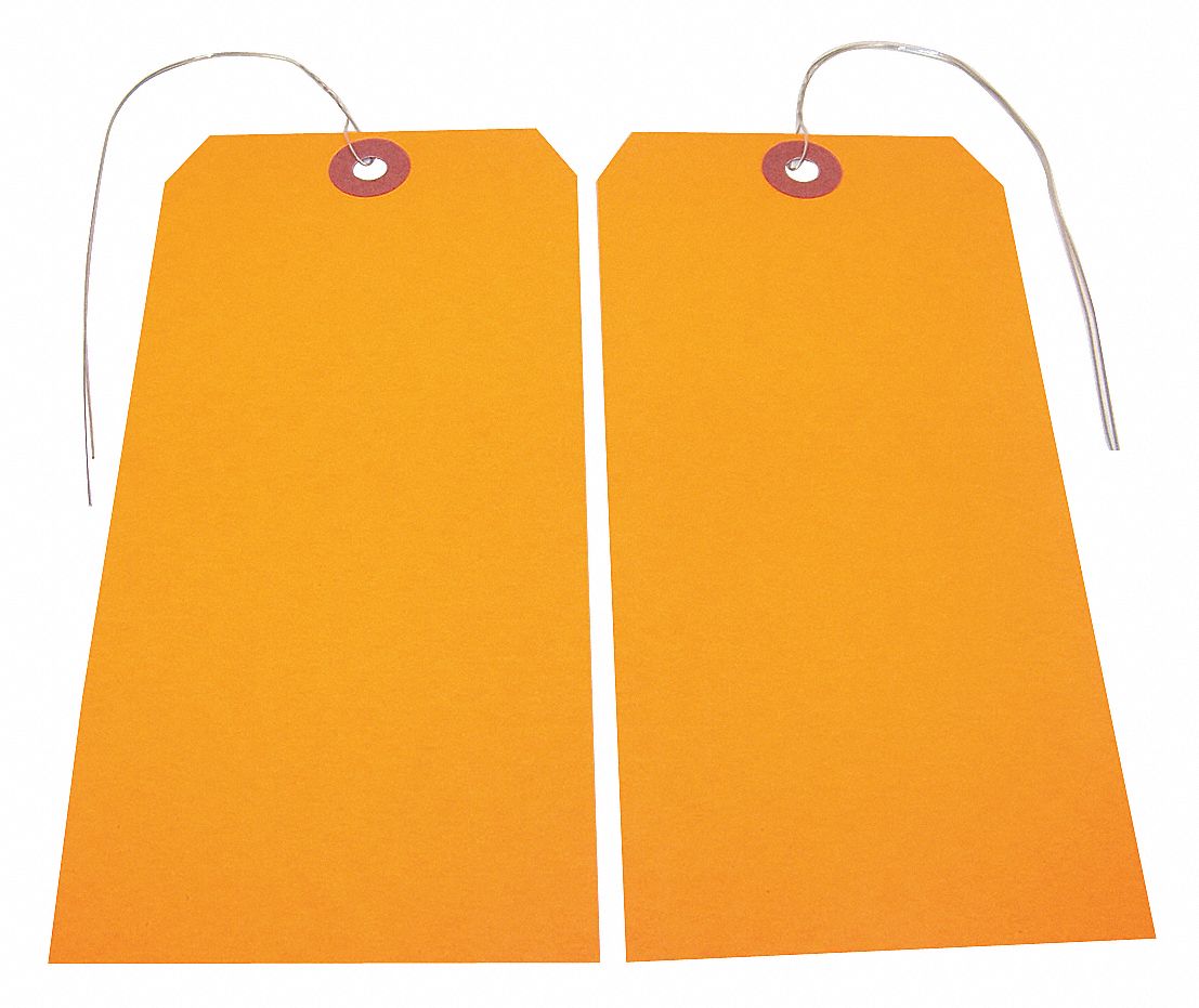 Blank Shipping Tag: #7, 5 3/4 in Tag Ht, 2 7/8 in Tag Wd, 13 Points, Fluorescent Orange, 25 PK