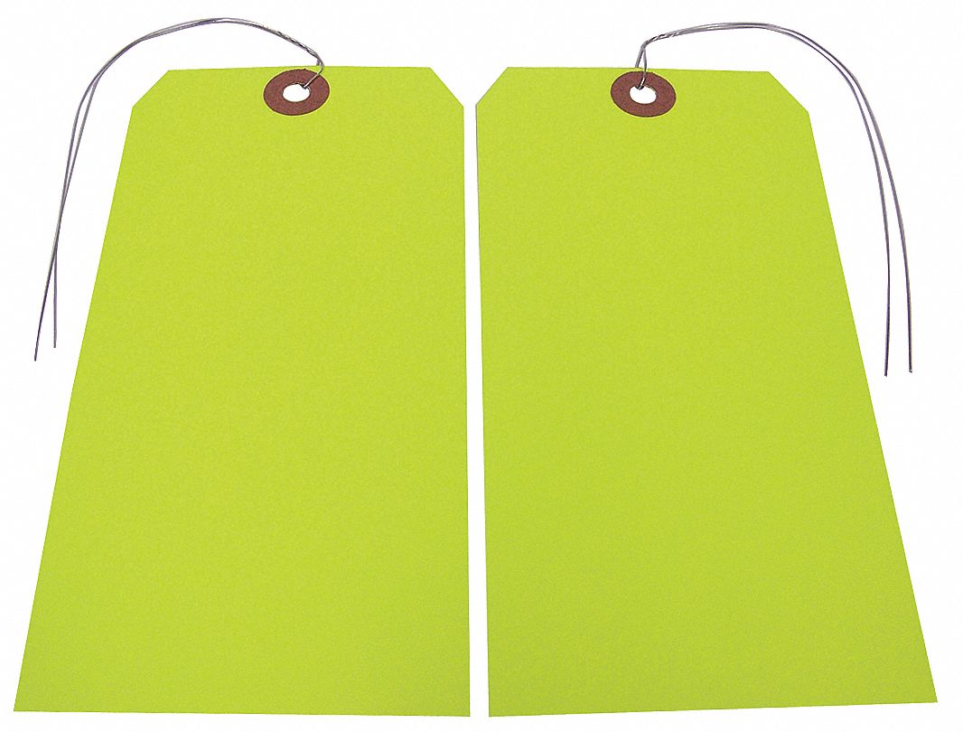 Blank Shipping Tag: #7, 5 3/4 in Tag Ht, 2 7/8 in Tag Wd, 13 Points, Fluorescent Yellow, 25 PK